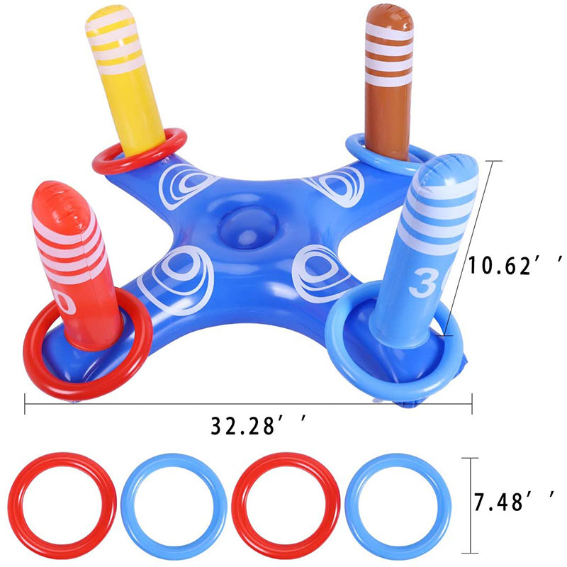 Flytande simning Ring Toss Water Toys Set, uppblåsbar ringkast, barn vuxen inomhus utomhusspelfest