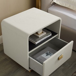 French Nightstand Hotel Night Stand Luxury Modern Style Bedside Table Leather