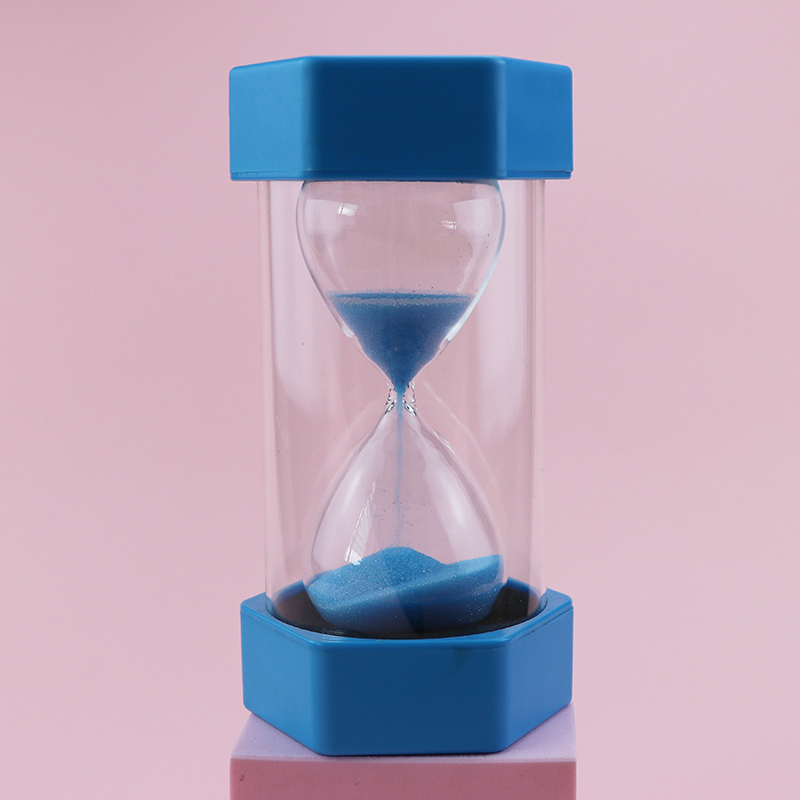 Färgglad plastisk hexagonal täckstil 30/20 minuter timglas sandglas sandklocka timer varm