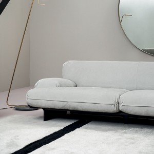 Italienskt läder trä modern 3 -sits tyger soffa uppsättning för vardagsrum