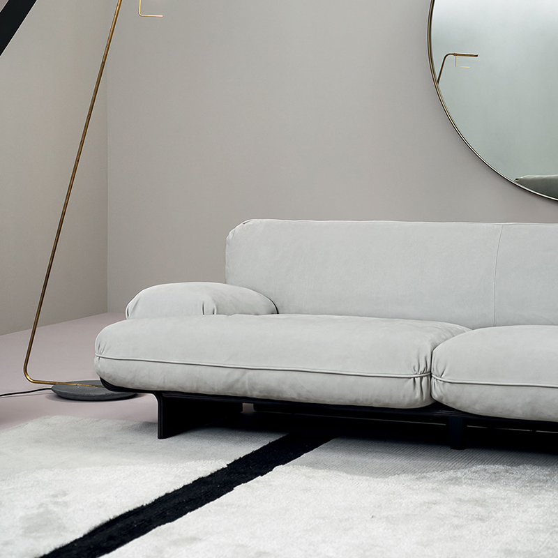 Italienskt läder trä modern 3 -sits tyger soffa uppsättning för vardagsrum