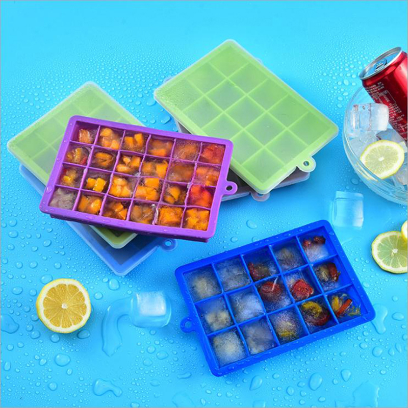 BPA Free 15-Cavities Silicone With Cover Ice Maker Mold Square Shape Silicone Ice Mold Ice Cube Magasy