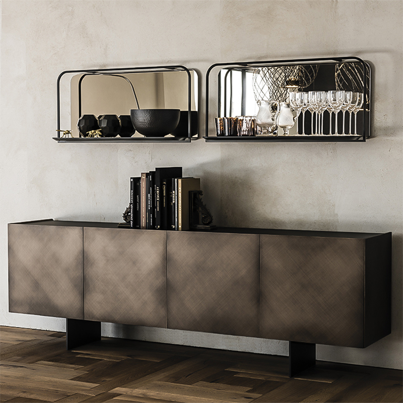 Italiensk designer retro guldmetall credenza extra lång skåp lyx