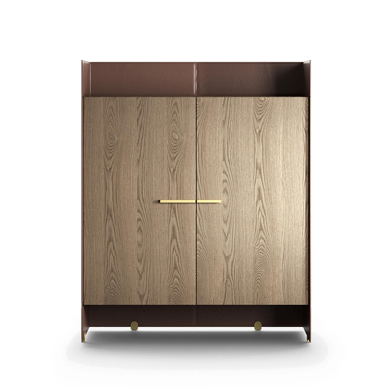 modern italiensk design läder trä matsal stor skänk buffé skåp