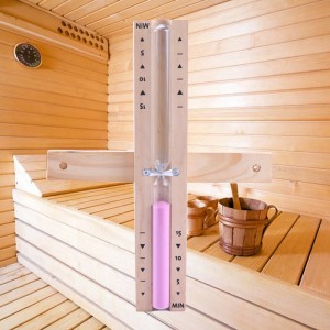 Factory grossist 5 15 minuter Eco Colorful Rotertable Hourglass Wood Bastu Sand Timer