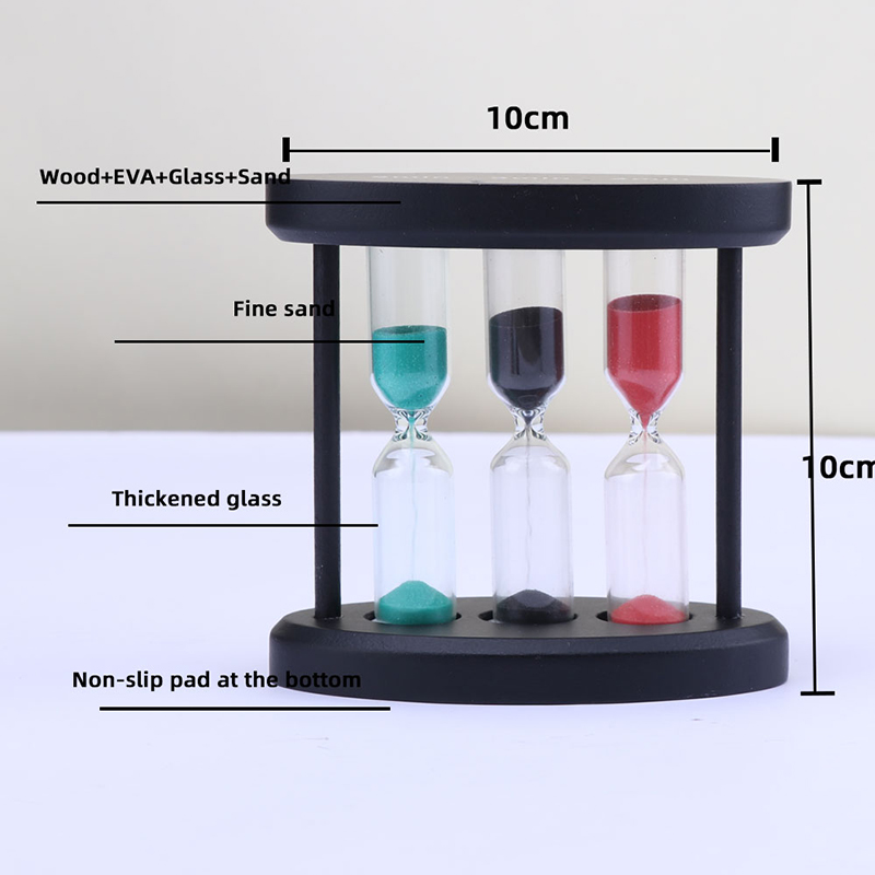 3 i 1 timglasglasglas sand timer för kök matlagning europeisk kreativ trä metall roterande timglas timer