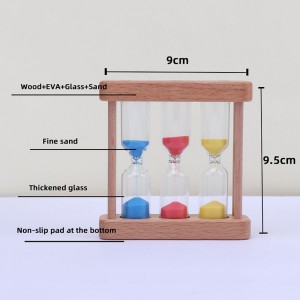 Fabrik kan anpassas 3 i 1 timglasglasglas sandtimer för kök matlagning europeisk kreativ trämetall roterande timglas timer