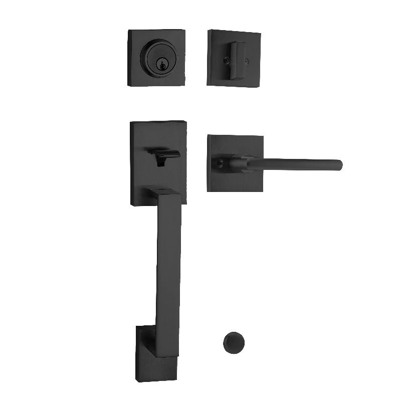 8002 Front Entry Tubular Handleset, Heavy Duty High Grade Security Entrance Locksets-Matte Black