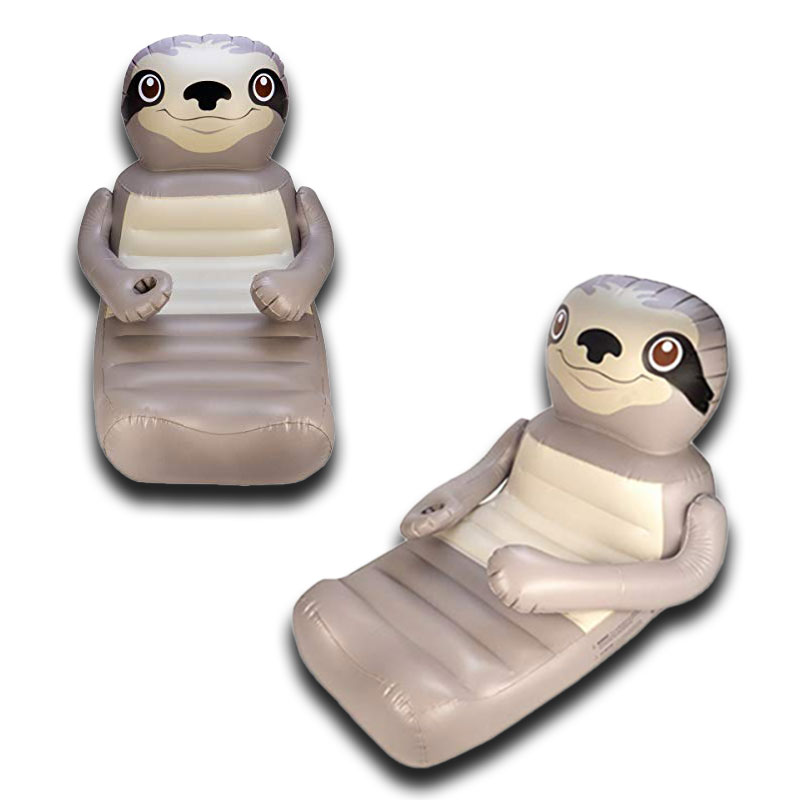 Uppblåsbara Huggables Sloth Overdimensionerad flottör Uppblåsbar lounge med cupholder för poolen eller Lake Toy