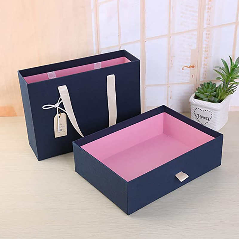 Parentco presentförpackning-nuvarande låda med locket glida ut-elegant liten presentförpackning- återanvändbar presentförpackning för presenter, bröllop, årsdag, baby shower, choklad&mer- lätt öppna&nära- mörkblå