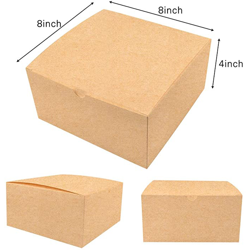 Moretoes Bruna presentförpackningar Kraft Pack 8x8x4 tum, pappers presentkartonger med lock för julklappar, brudtärförslagslådor, muffinslådor, hantverkspresentlåda