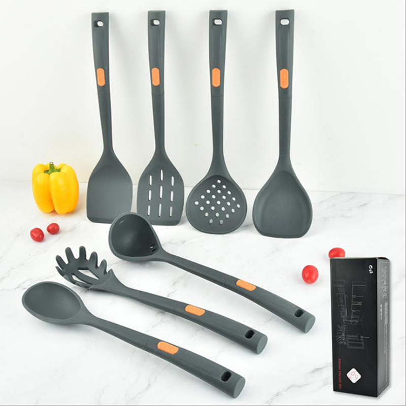 Nya värmebeständiga kökstillbehörnon-stick 7 stycken silikon kök köksredskap set