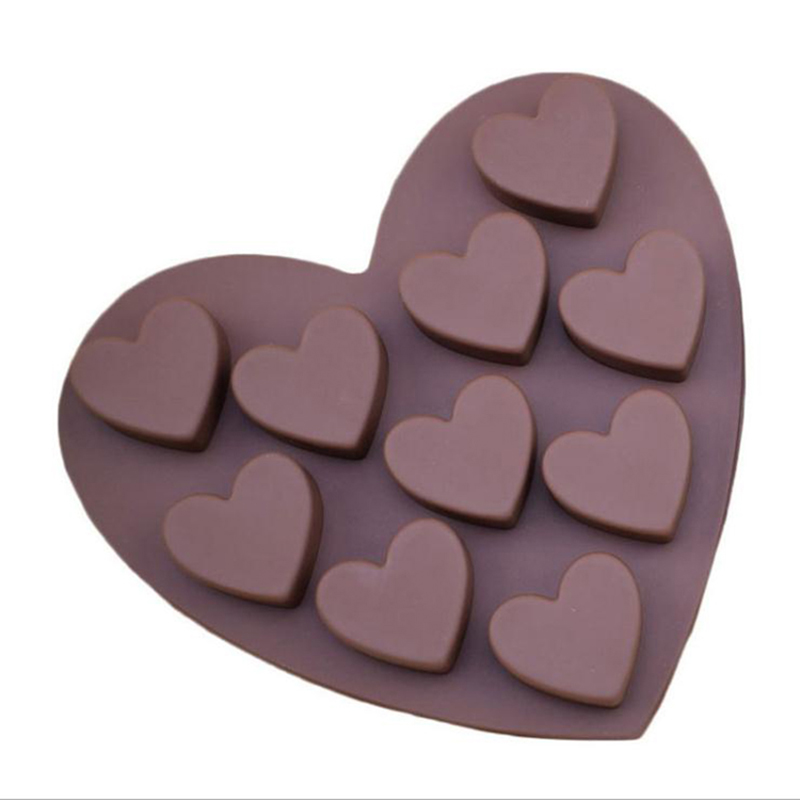 10 Haviteter Hjärtform Silikonform för bakning av chokladtvål Fondant Pudding Jelly Candy Cookie Ice Cube Small Cake Gelatine