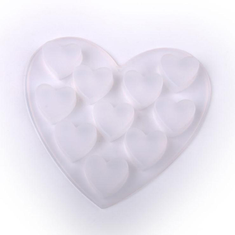 10 Haviteter Hjärtform Silikonform för bakning av chokladtvål Fondant Pudding Jelly Candy Cookie Ice Cube Small Cake Gelatine