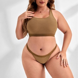 Sömlösa bekväma kvinnor underkläderuppsättning panel behå sexig thong underkläder set