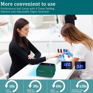 M&r 602pro grön trådlös LED -nagellampa, trådlösnagelorkare, 72W laddningsbar LED -nageljus, bärbar gel UV LED -nagellampa med 4 timerinställningssensor och LCD -skärm, professionell LED -nagellampa för gelpolsk