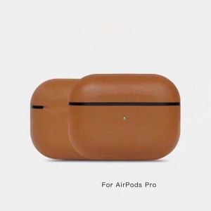 AirPods Pro Leather Case, äkta retroolja Vax galet hästläderfodral, helt handgjorda, främre ledning synlig, (mörkbrun)