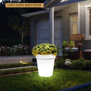 Utomhus LED-plast Small Flower Pot Lights (16 lägen, dimbar, IP68 Vattentät) Fjärrkontroll utomhusdekorativ golvlampa för uteplats trädgårdsfestdekorationer bakgård veranda, bröllop-naatsu