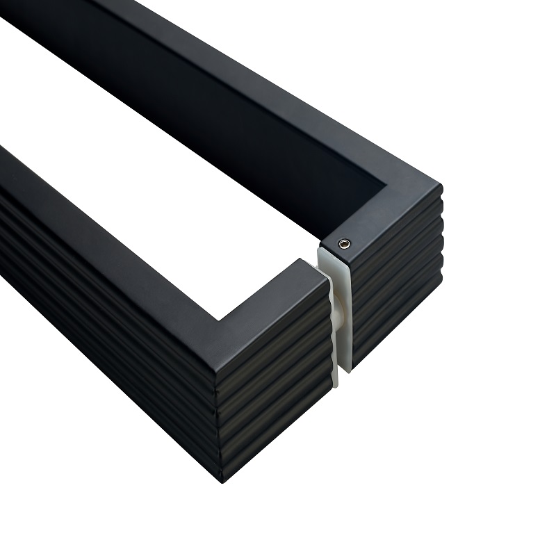 SS-021 Modern Rectangular Straight räfflade kalals dörrdrag, 304 rostfritt stål ingångsdörrhandtag matt svart