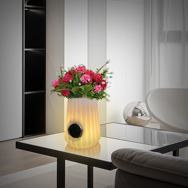 LED -upplyst blomkruka inomhus/outdoor kreativ smart bordslampa för vardagsrum, sovrum, trädgårdsdekoration, dimbara ishink LED -lampor med Bluetooth -högtalare