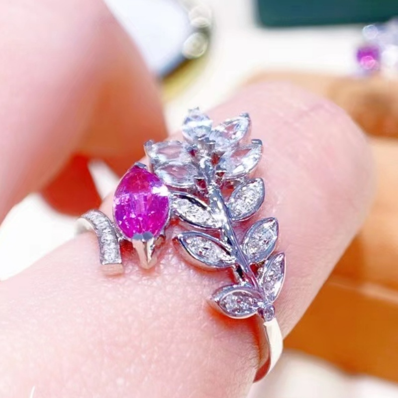 Tuochen smycken 18k guldny stil marquis diamant bladring