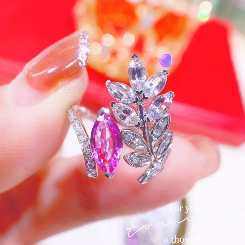 Tuochen smycken 18k guldny stil marquis diamant bladring