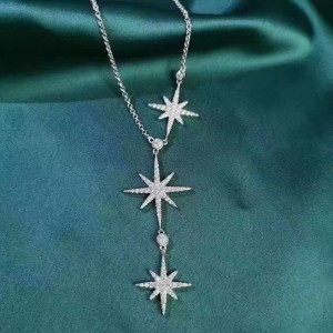 Sterling Silver 925 Star Halsband med CZ Stone för flickor