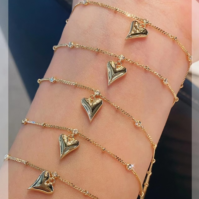 18k Gold Heart Armband och Anklet