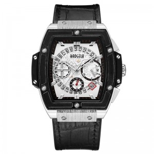 Baogela märke Fashion Mens Sports Waterproof Calender Wrist Watch Square Multifunktion Silikon Band Mens Watch 1703 Rose Black
