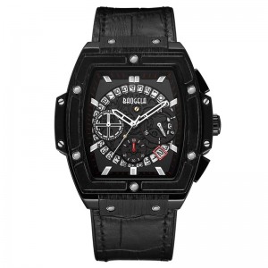 Baogela märke Fashion Mens Sports Waterproof Calender Wrist Watch Square Multifunktion Silikon Band Mens Watch 1703 Rose Black
