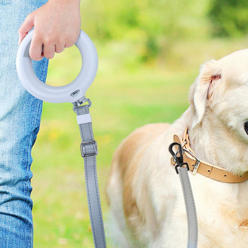 Tangle Free Heavy Duty Reflective LED Dog Leash Inbyggd poopväska fack Vandring Leash 360 Hands Free Anti-Slip-handtag för små medelstora stora hundar