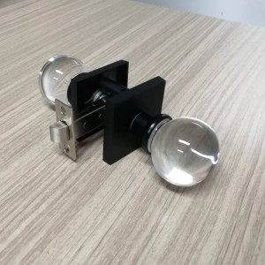 S2602 Passage Round Ball Crystal Door Knobs With Matte Black Square Rosette
