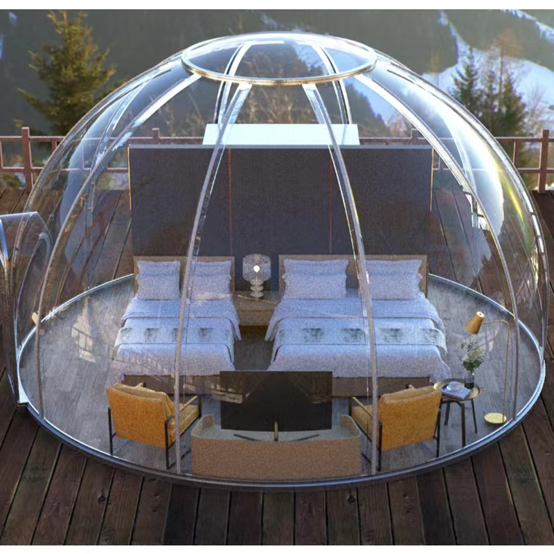Transparent kupoltält geodesisk utomhus camping kupol tält för resorthotell, camping, utomhusaktiviteter