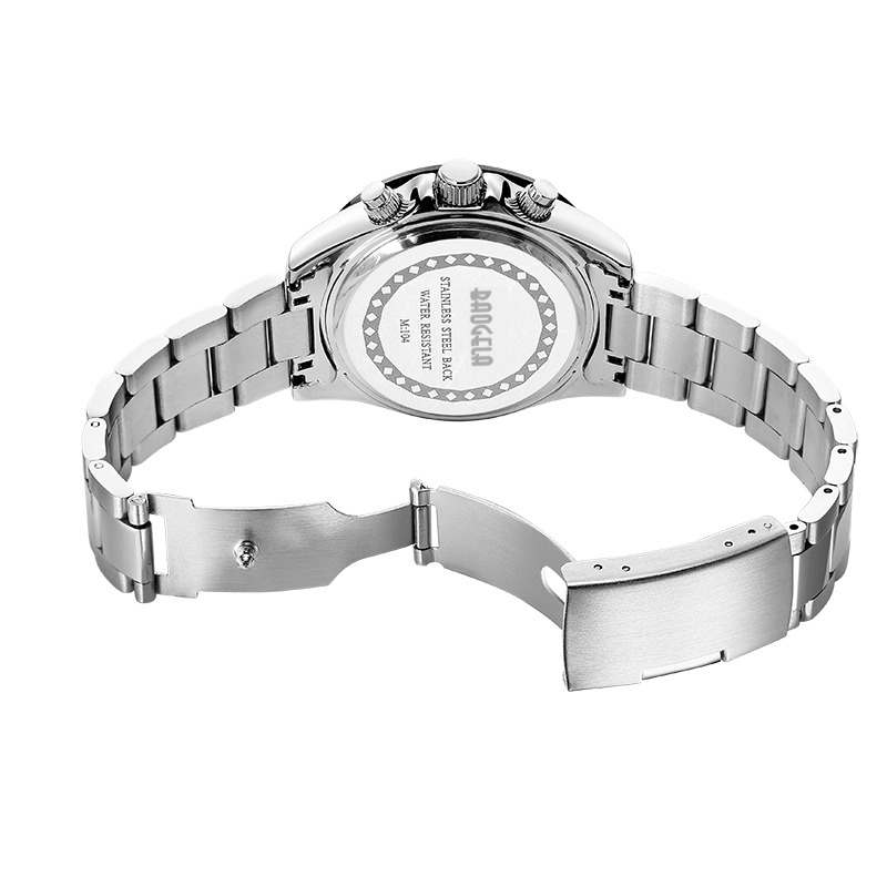 Baogela Men tittar på Top Brand Luxury Sports Quartz Watches rostfritt stål remvattentät kronograf armbandsur 2210 svart vit