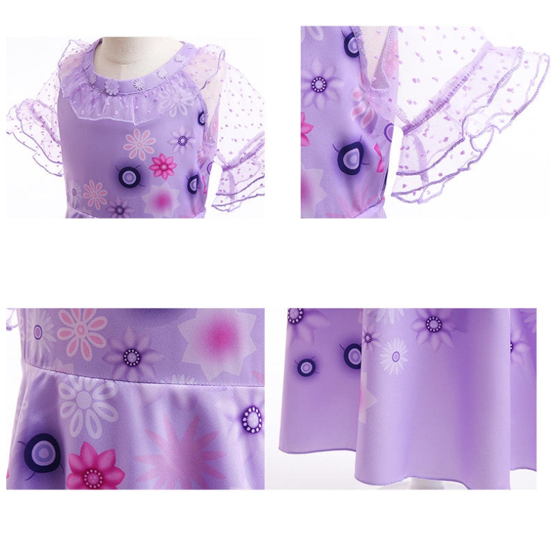 Carnival Encanto Isabella TV Movie Cosplay Girls Short Sleeve Flower Ruffles Princess Party Clothes Dress Costumes