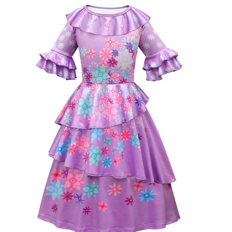 TV -film Cosplay Girls Short Sleeve Flower Ruffles Princess Party Clothes Dress Costumes