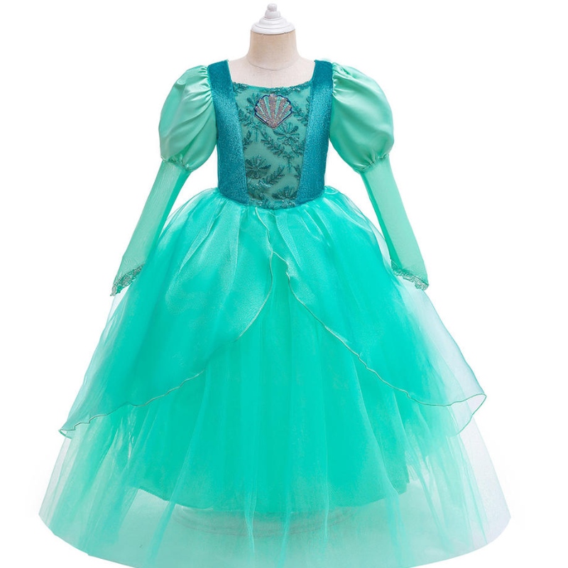 Halloween Mermaid Costume For Girls Princess Ariel Ball Gown Children Kids Party Frocks Brodery Carnival Party Dresses 3 - 14 Pieces
