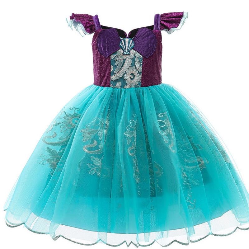 Flickor lilla sjöjungfru ariel prinsessan klänning halloween fancy kostym barn baby flicka karneval födelsedagsfest kläder sommarklänning