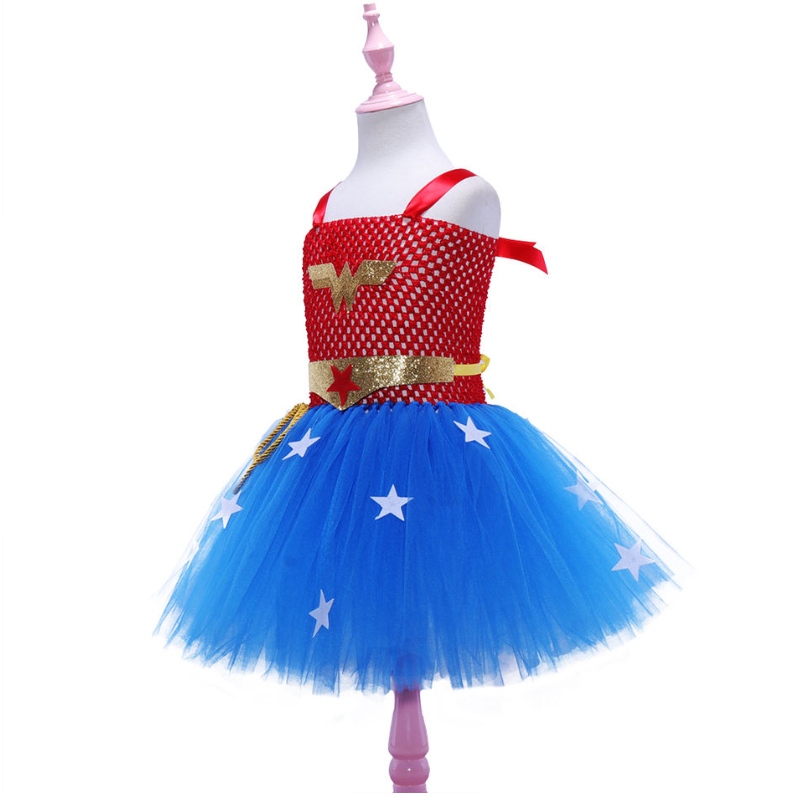 Girl Dress Cosplay Dawn of Justice Dress for Girls Children Barn Superhero Cosplay Halloween Party Dress Costume för 2-12 år
