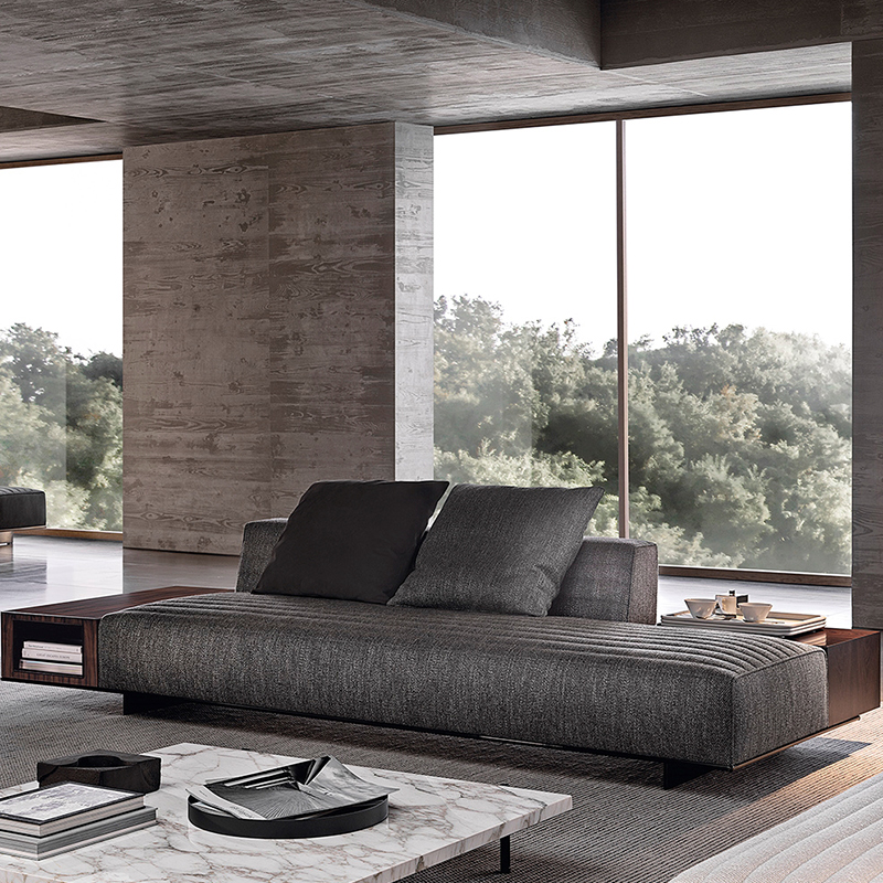 Italiensk minotti modern svart bomull och linne soffa tyg sektionsuppsättning möbler