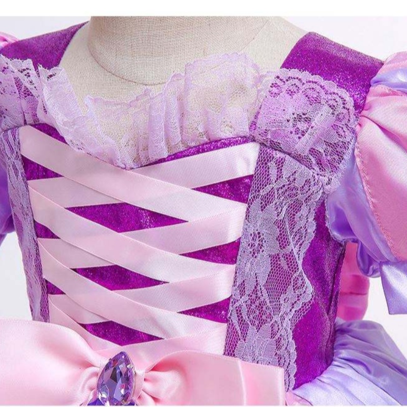 Baige Halloween kostym Kids födelsedagsfest barn tycker om Sofia klänning för flickor rapunzel prinsessan klänning
