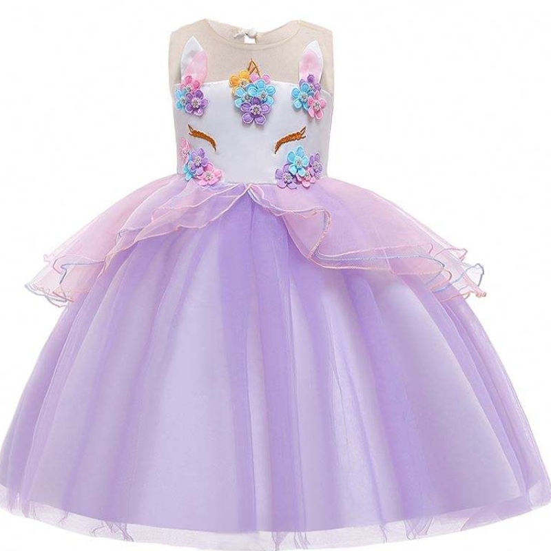 Partihandel baby trasa barn unicorn ball klänning frock design flicka party klänningar djs006
