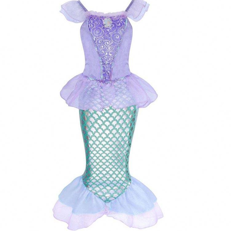 2021 Barnkläder Summer Little Girls Mermaid Costume Princess Dresses 3-10 Years Old Kids Mermaid Printed Dress DGHC-028