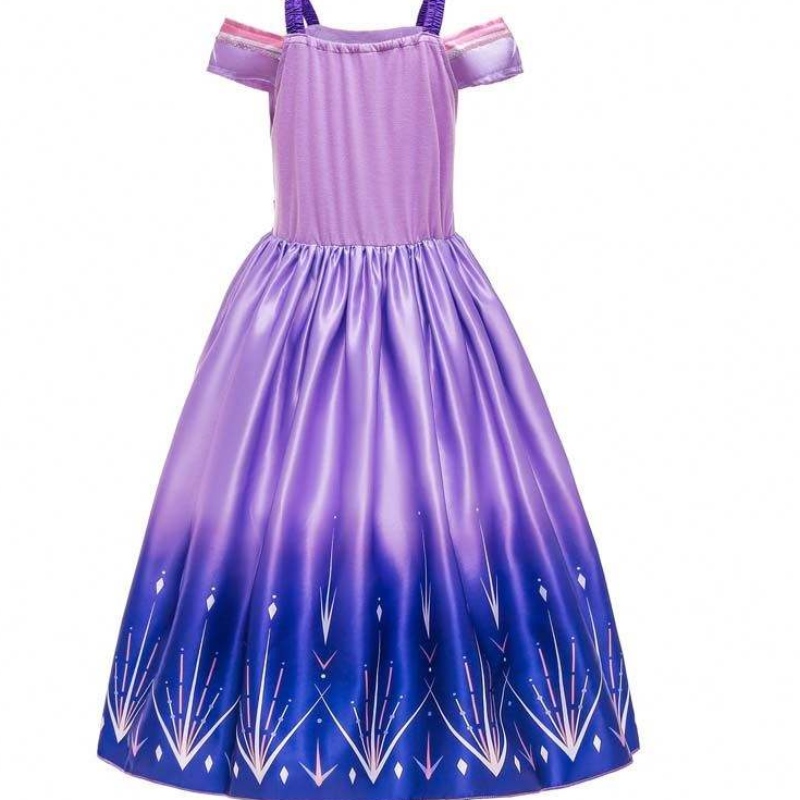 Partihandel Princess Costume Sequin Mesh Party Elsa klänning för barn med tillbehör HCGD-030