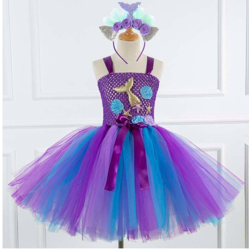 2022 Best Sell Kids Halloween Cosplay Costume Clothes Tutu Little Mermaid Costume HCMM-017