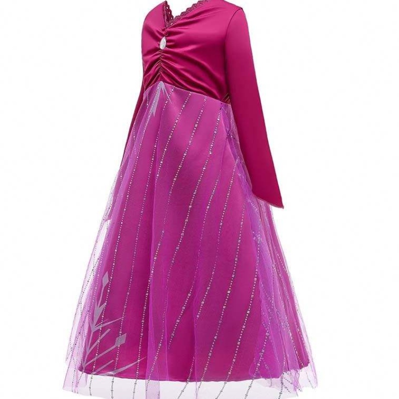 Anna Cosplay Party Vestidos Girl Clothing Red Elsa Costume Princess Elsa Dress för 3-10Y HCGD-034