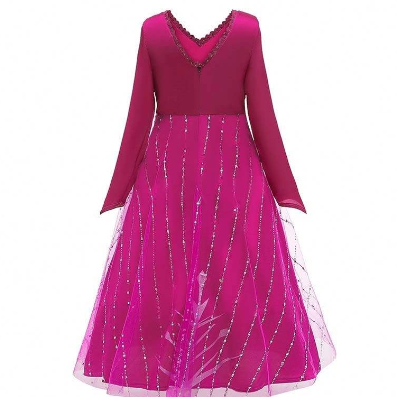 Anna Cosplay Party Vestidos Girl Clothing Red Elsa Costume Princess Elsa Dress för 3-10Y HCGD-034