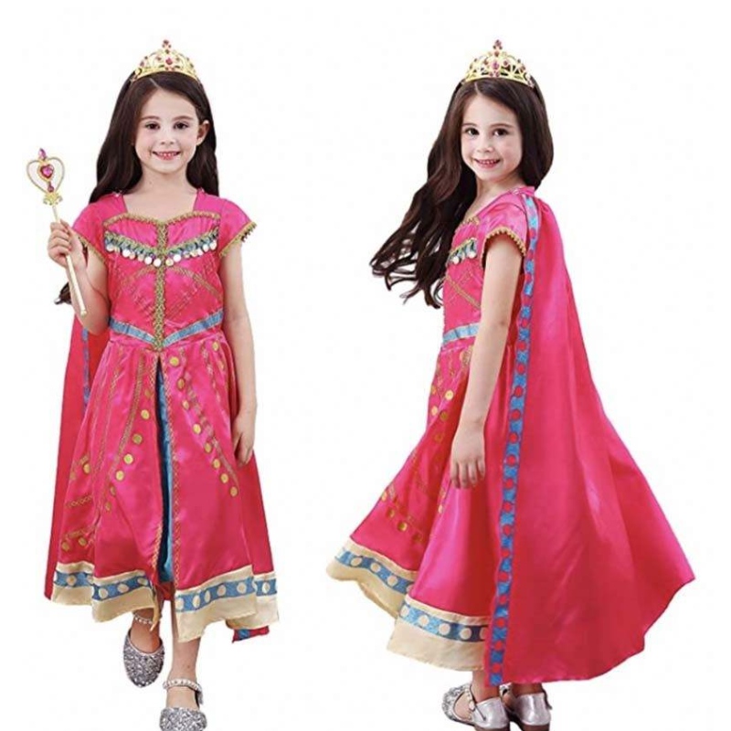 Flickor klä upp födelsedagen Halloween Party Little Princess Costume Arabian Dress with Cape Tiara Wand Hcal-002