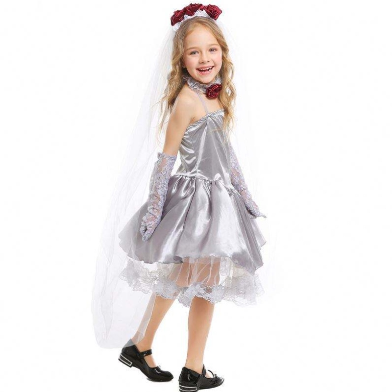 Halloween Cosplay Costume Fancy Grey Girls Ghost Bride Costume Dress HCVM-009