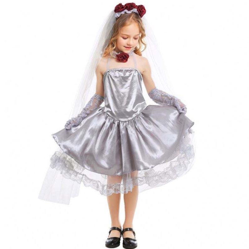 Halloween Cosplay Costume Fancy Grey Girls Ghost Bride Costume Dress HCVM-009